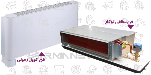 فن کویل زمینی و فن کویل سقفی توکار